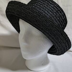 Liz Claiborne Black and Gray Fabric Woven Bucket Hat